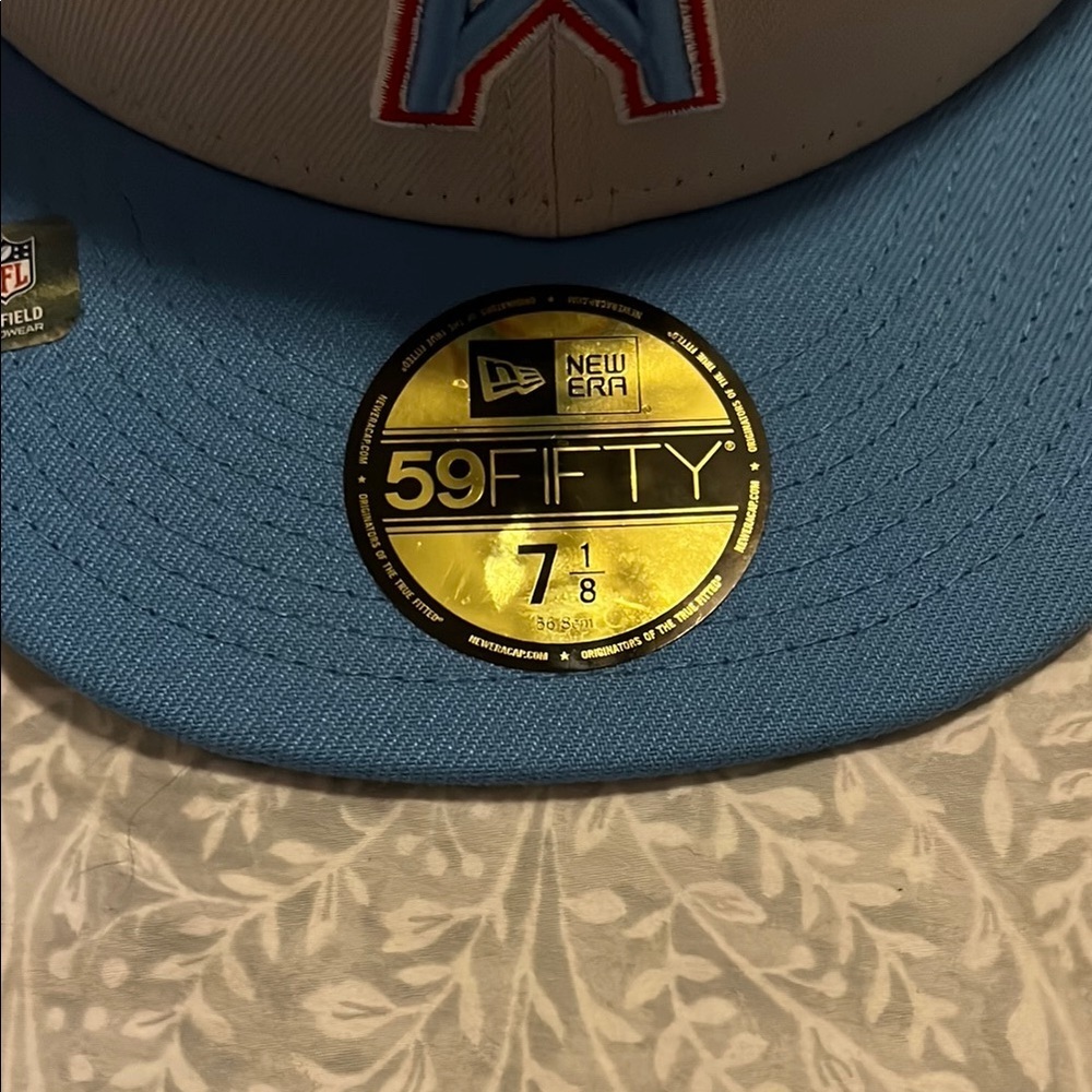 New Era Blue and White 59FIFTY Houston Oilers Cap Size 7 1/8‎ - Picture 2 of 8
